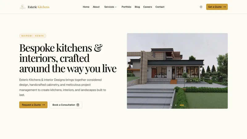 Esteric Kitchens website: “Bespoke kitchens & interiors, crafted around the way you live”